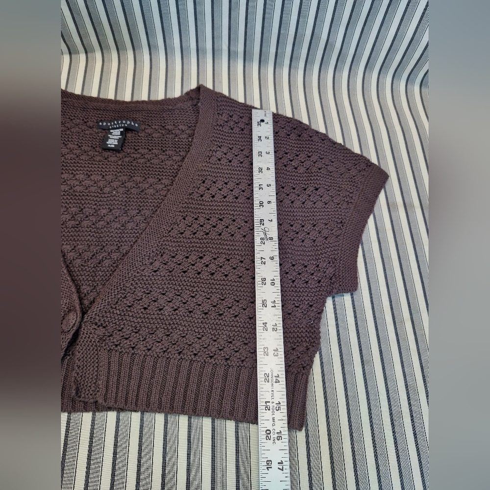 Apostrophe Brown Knit Short Sleeve Cropped Cardigan XL - Picture 9 of 10